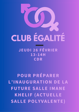 Affiche du club égalité du 26 février sur les femmes et le sport
